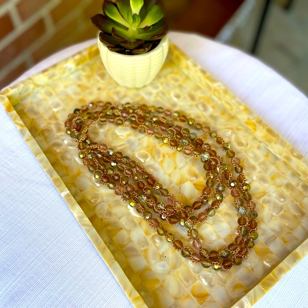 Banana Republic double strand gold multicolored bead necklace